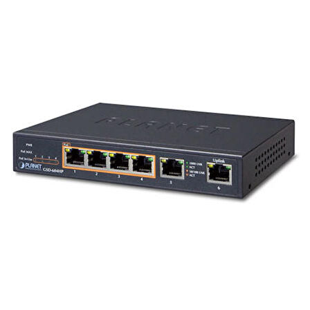 Planet PL-GSD-604HP 4 Port Gigabit PoE+ 2 Port Gigabit 55W PoE+ Masaüstü Switch