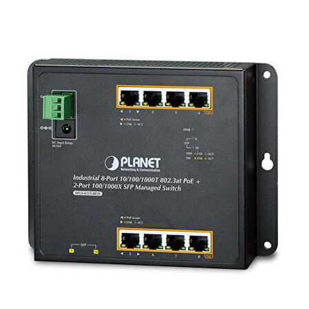 Planet PL-WGS-4215-8P2S 8 Port Gigabit PoE+ 2 Port SFP 200W Endüstriyel PoE Switch