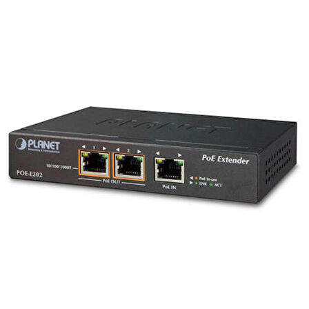 Planet PL-POE-E202 1 Port PoE+ 2 Port Gigabit PoE+ Sinyal Uzatma Cihaz