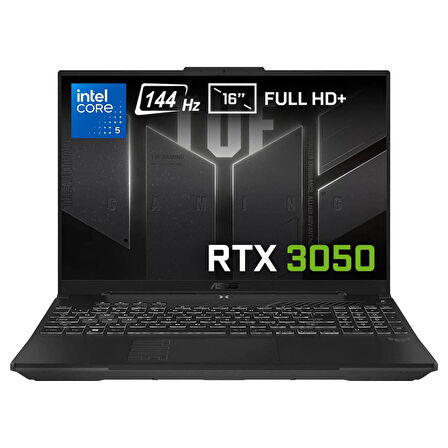 Asus Tuf Gaming F16 FX607VJ-RL059 Intel Core 5 210H 16GB 512GB SSD RTX3050-6GB 65W Freedos 16" 144Hz WUXGA Taşınabilir Bilgisayar