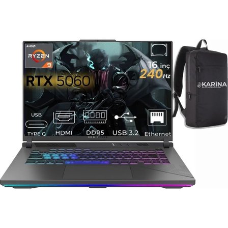 Asus Rog Strix G16 Ryzen 9 8940HX G614PM-S5062-013 96GB 4tb RTX5060 8gb Freedos 16" Wqxga Taşınabilir Bilgisayar