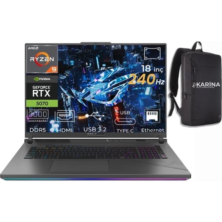 Asus Rog Strix G18 Ryzen 9 8940HX G814PP-S9045-57 64GB 4tb+4tb RTX5070 8gb W11PRO 18" Wqxga Gaming Laptop