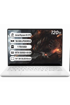 Asus Rog Zephyrus G14 GA403UH-QS038 AMD Ryzen 9 270 16GB 1TB SSD RTX5050-8GB 90W Freedos 14" 120Hz OLED Taşınabilir Bilgisayar