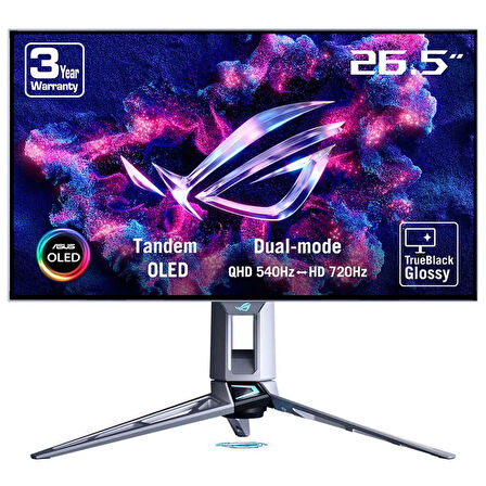 ASUS ROG Swift OLED PG27AQWP-W 26.5 inç 540Hz 2K QHD 0.02ms 720Hz HD Dual Mode Adaptive Sync Tandem OLED Pivot Gaming Monitör