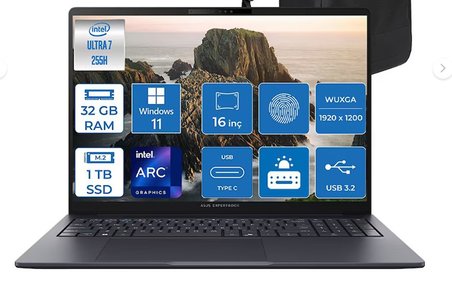 Asus Expertbook B5 B5405CCA-U516512B0D 14" Intel Core Ultra 5 225H AI Boost NPU Top13 16GB Ddr5 512GB SSD Intel Arc Graphics 14" Wuxga (1920X1200) IPS 300NITS FreeDOS Taşınabilir Dizüstü Bilgisayar