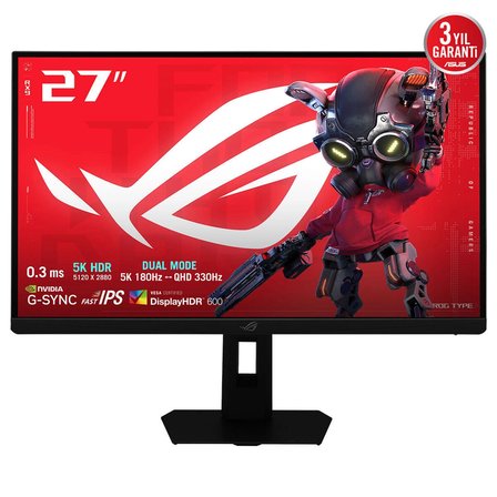 ASUS ROG Strix XG27JCG 27 inç 180Hz 5K 0.3ms 330Hz 2K QHD Dual Mode Adaptive Sync Fast IPS Pivot Gaming Monitör