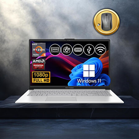 Asus Vivobook Go 15 Ryzen5-7520U 8GB 512GB Nvme SSD E1504FA-BQ1741 Atl21 15.6" Win11Pro Notebook+Mouse