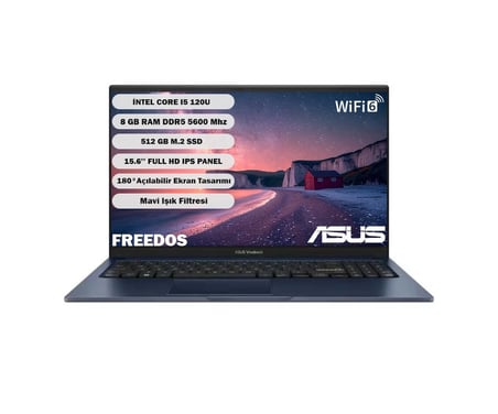 Asus Vivobook 15 Intel Core 5 120U 8GB 512GB SSD Freedos 15.6" Taşınabilir Bilgisayar X1504VA-BQ4101