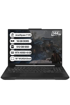 ASUS TUF Gaming A16 FA607NUQ-RL014 AMD Ryzen 7 170 16GB 512GB SSD RTX4050-6GB Freedos 16" WUXGA 144Hz Taşınabilir Bilgisayar