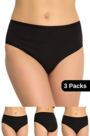 Kadın Külot Battal Boy - Yüksek Bel ve Büyük Beden 3'lü Özel Paket (Siyah, Beyaz, Ten, Gri Renk)