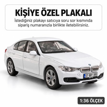 Bmw 335i Metal Araba - Kişiye Özel Plakalı - Beyaz