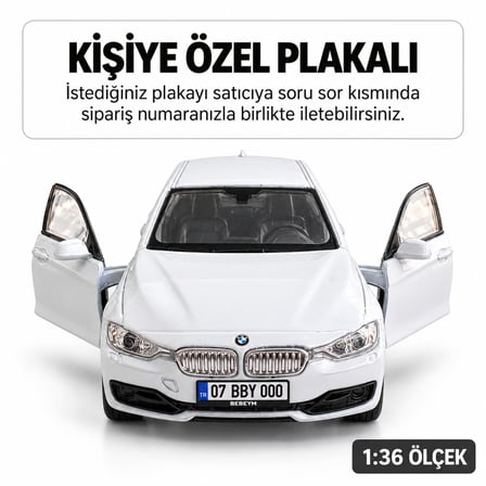 Bmw 335i Metal Araba - Kişiye Özel Plakalı - Beyaz