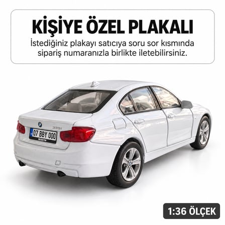 Bmw 335i Metal Araba - Kişiye Özel Plakalı - Beyaz