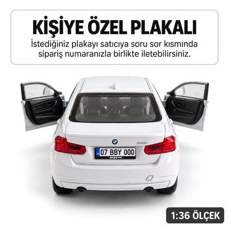 Bmw 335i Metal Araba - Kişiye Özel Plakalı - Beyaz