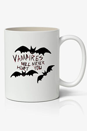 Vampire Diaries Will Never Hurt You Temalı Beyaz Kupa Bardak