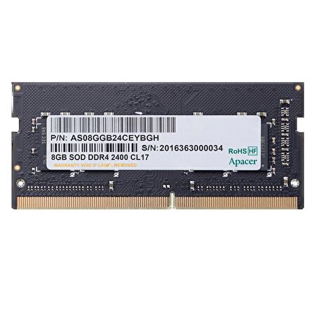 Apacer 8GB (1x8GB) 3200Mhz CL22 DDR4 Notebook SODIMM Ram (ES.08G21.GSH)