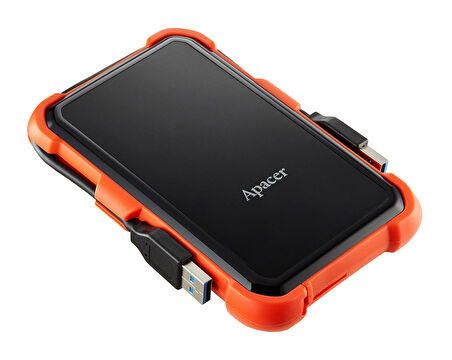 Apacer AC630 Siyah-Turuncu 2 TB Askeri Sınıf Darbeye Dayanıklı 2.5" USB 3.1 Taşınabilir Harddisk (AP2TBAC630T-1) 