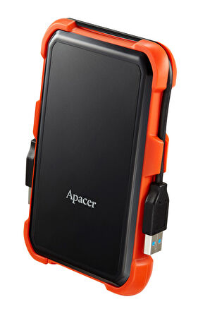 Apacer AC630 Siyah-Turuncu 2 TB Askeri Sınıf Darbeye Dayanıklı 2.5" USB 3.1 Taşınabilir Harddisk (AP2TBAC630T-1) 