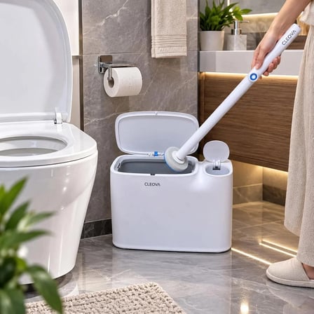 Cleova Kartuşlu Tuvalet Fırçalı Çöp Kovası Seti