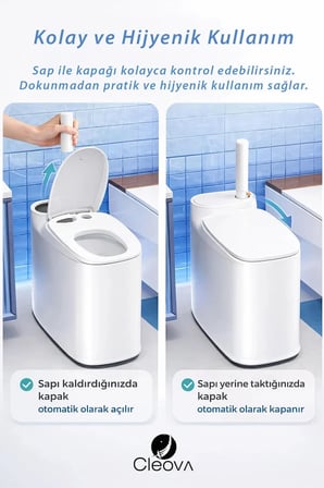 Cleova Kartuşlu Tuvalet Fırçalı Çöp Kovası Seti