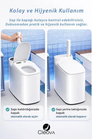 Cleova Kartuşlu Tuvalet Fırçalı Çöp Kovası Seti