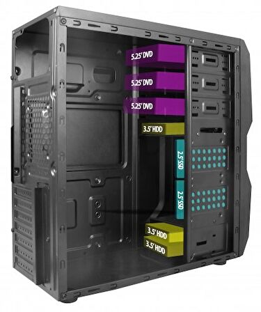 VENTO TA-K61 550W ATX  SİYAH/GÜMÜŞ KASA