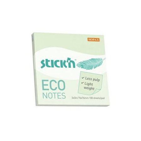Hopax Stickn Yapışkanlı Not Kağıdı 100 Yaprak 76X76Mm Eco Pastel Yeşil 4-2174800-5001 (12 Koçan)