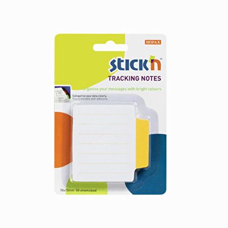 Stickn Tracking Notes Yapışkanlı Çizgili Not Kağıtları Sarı 21484