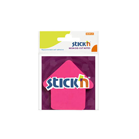 Stickn Die-cut Notes Yapışkanlı Not Kağıdı - Neon Pembe Ok