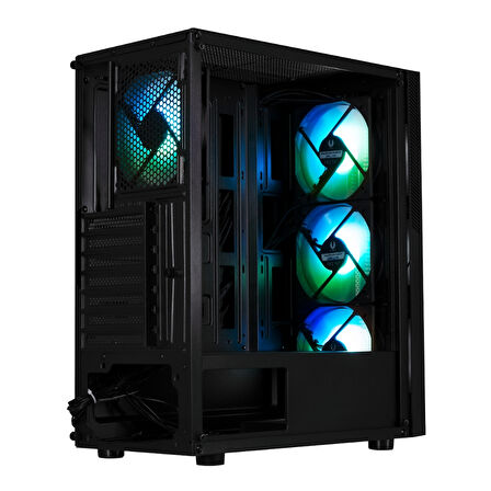 Bitfenix C20 Black 600W White PSU 4x120mm FRGB Fan ATX Temperli Cam Siyah Gaming (Oyuncu) Kasa