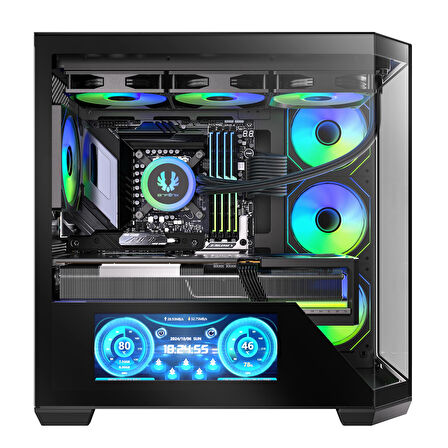 Bitfenix Digital T10 Black 850W 80+ Bronze BFC-WT10EFBBW850-4A 4x120mm ARGB Fan ATX Temperli Cam Siyah Gaming (Oyuncu) Kasa