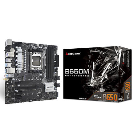 Biostar B650MT-E PRO DDR5 6000MHz AM5 S+V+GL Micro ATX Anakart