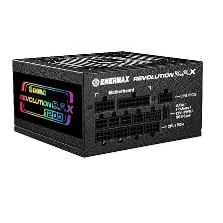 ENERMAX Revolution D.F. X 1200W 80+ Gold Full Modüler 120mm Fanlı ARGB Güç Kaynağı (ERT1200EWT) 