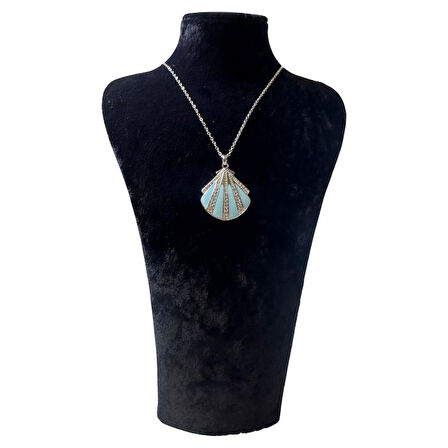 Uretti - Melik 9215 Mineli ve Taşlı Midye Model Çelik Kolye