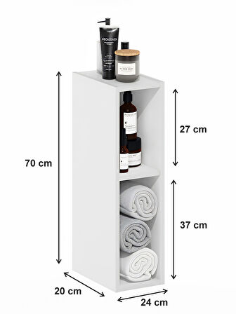 Banyo Raf Ünitesi,2 Katlı Banyo Düzenleyici Şampuanlık Havluluk Dolap,Organizer,Beyaz,AsudeHome