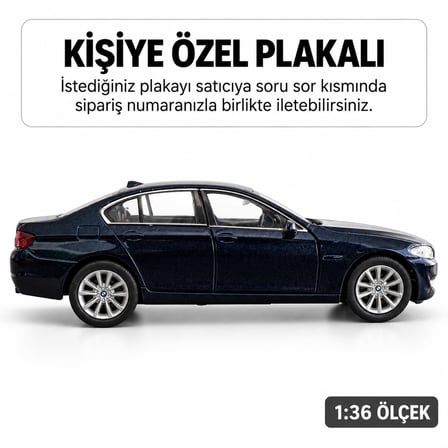 Bmw 535i Metal Araba - Kişiye Özel Plakalı Oyuncak Araba - Lacivert