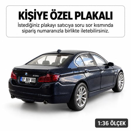 Bmw 535i Metal Araba - Kişiye Özel Plakalı Oyuncak Araba - Lacivert