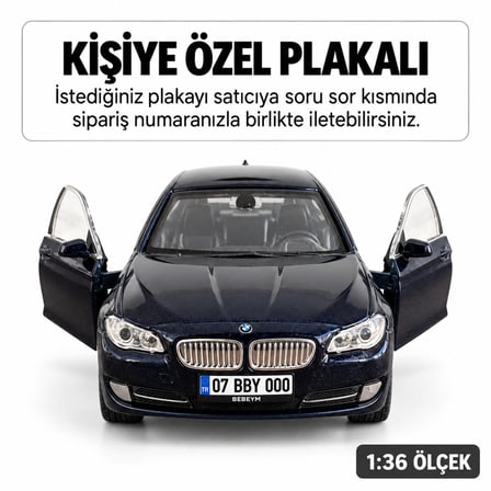 Bmw 535i Metal Araba - Kişiye Özel Plakalı Oyuncak Araba - Lacivert