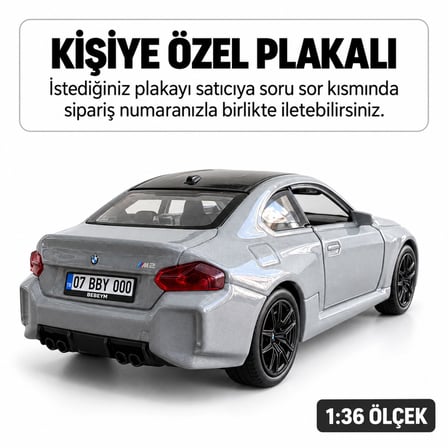 Bmw M2 Metal Araba - Kişiye Özel Plakalı - Nardo Gri