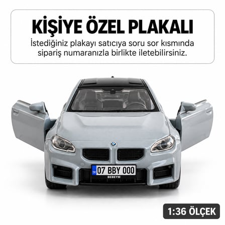 Bmw M2 Metal Araba - Kişiye Özel Plakalı - Nardo Gri