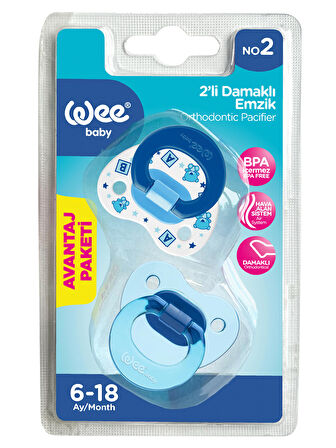 Wee Baby 2’li Damaklı Emzik No:2 Mavi