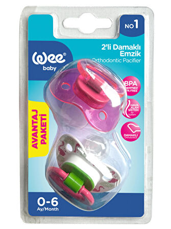 Wee Baby 2’li Damaklı Emzik No:1 Pembe