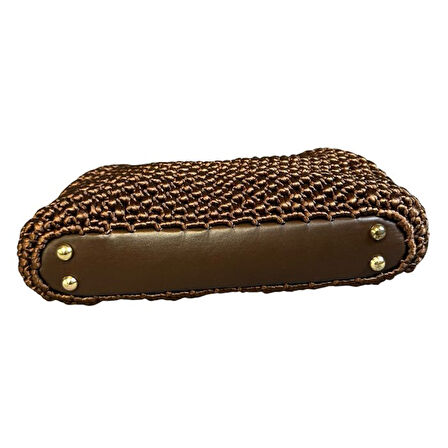 Uretti - Necla 1824 8818 El Yapımı Ahşap Burs Kapamalı Floş İp Omuz Çantası