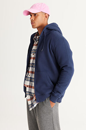 Standart Fit Normal Kesim Kapüşonlu Fermuarlı Sweatshirt