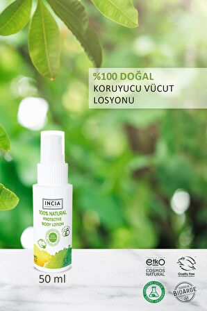 INCIA %100 Doğal Koruyucu Vücut Losyonu Sprey Yenidoğan Bebek Çocuk İçin Limon Okaliptus Vegan 50 ml