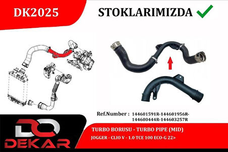 TURBO BAĞLANTI BORUSU RENAULT CLIO V 19> 1.0 TCE H4D
