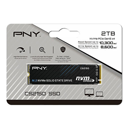 PNY CS2150 M280CS2150-2TB-TB 2TB 10200/8500MB/s PCIe NVMe M.2 Gen5 SSD Disk