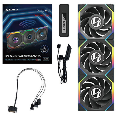 Lian Li UNI FAN REVERSE SL WIRELESS LCD 3x120mm Siyah Kasa Fanı 