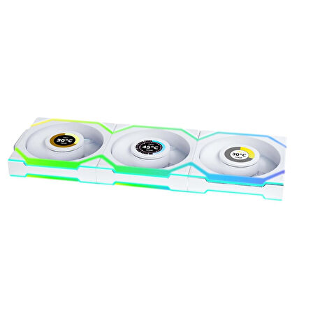 Lian Li G99.12RSLLCD1W3W.00UNI FAN REVERSE SL WIRELESS LCD 3x120mm Beyaz Kasa Fanı