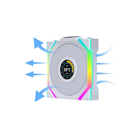 Lian Li G99.12RSLLCD1W3W.00UNI FAN REVERSE SL WIRELESS LCD 3x120mm Beyaz Kasa Fanı